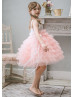 Soft Pink Tulle Ruffle Flower Girl Dress